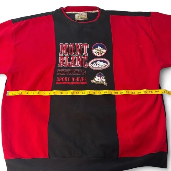 Vintage MONTBLANC Red and Black Men's Crewneck Sweater - Picture 5 of 8